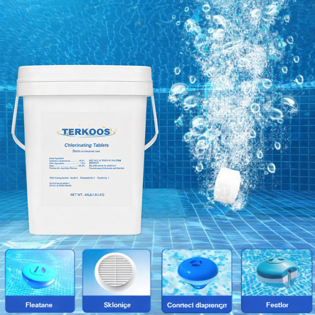 Premium 3-Inch Stabilized Chlorine Tablets for Swimming Pools – 40 lb Bucket