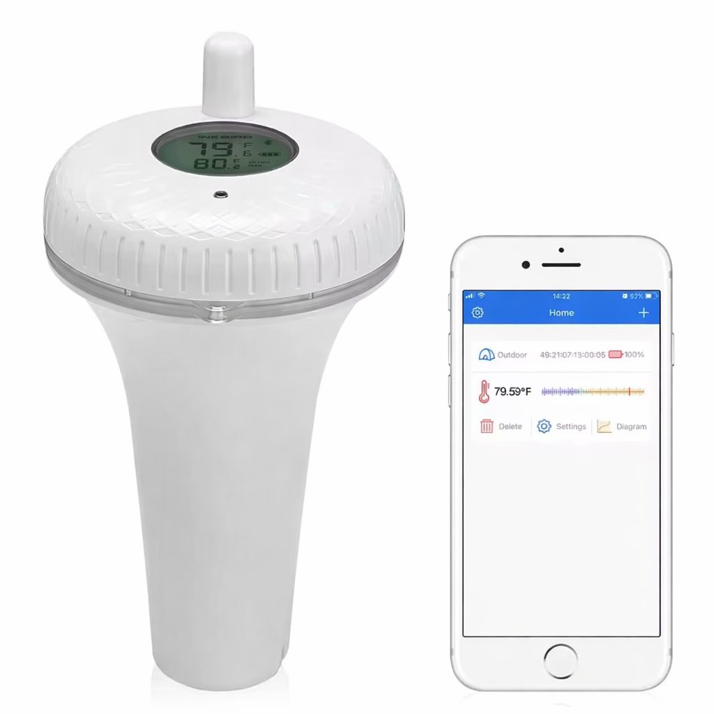 Smart Wireless Pool Thermometer with Indoor Receiver – 300 Ft Range