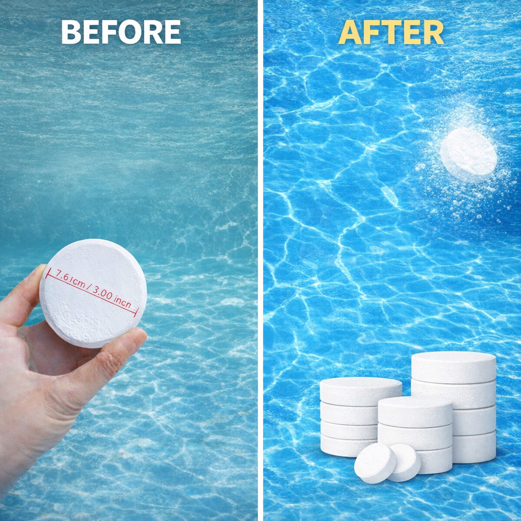 Premium 3-Inch Stabilized Chlorine Tablets for Swimming Pools – 40 lb Bucket