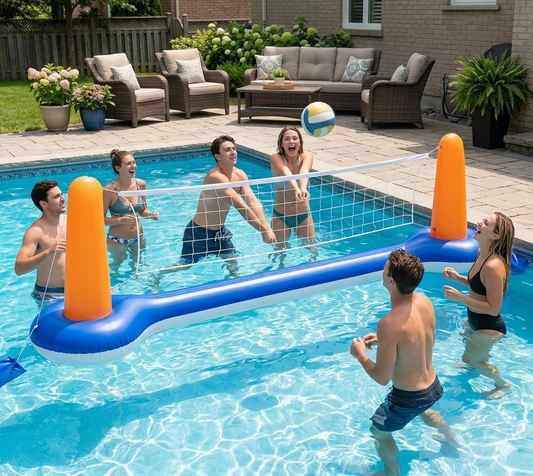 Inflatable Pool Volleyball & Basketball Game Set – 2-in-1 Water Sports Court