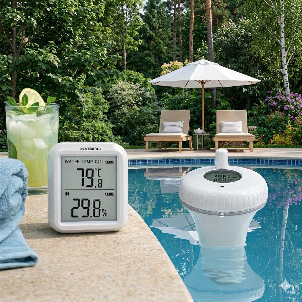 Smart Wireless Pool Thermometer with Indoor Receiver – 300 Ft Range